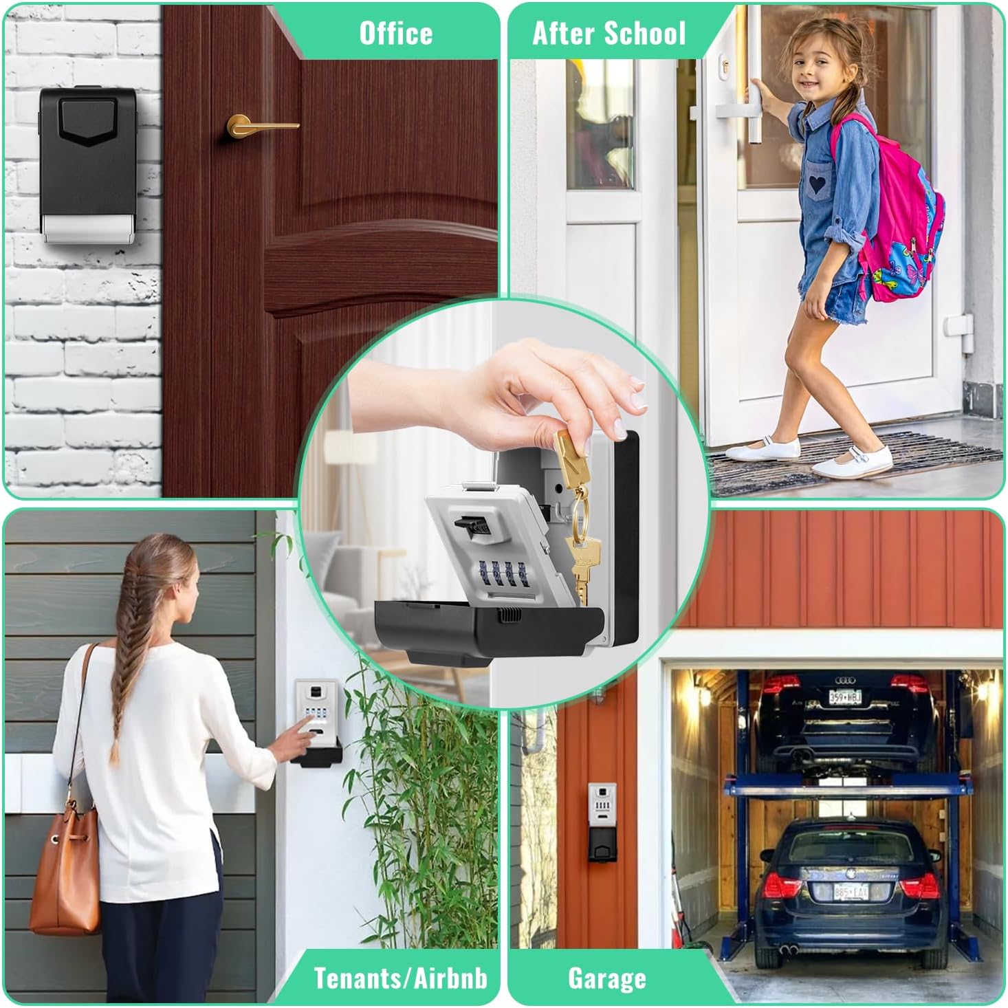 Key Lock Box for Outside with Light Up Dials - Sturdy Waterproof Combination Key Holder Wall Mount Key Storage Box for House Keys- Resettable Code Safe Security Outdoor LockBox Large Capacity