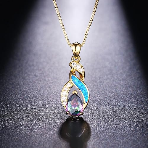 Miniatura 4 de Hermosa Conjuntos de Joyería de Ópalo Creado Australiano Collar Pendientes Regalos del Día de la Madre Joyería para Mamá