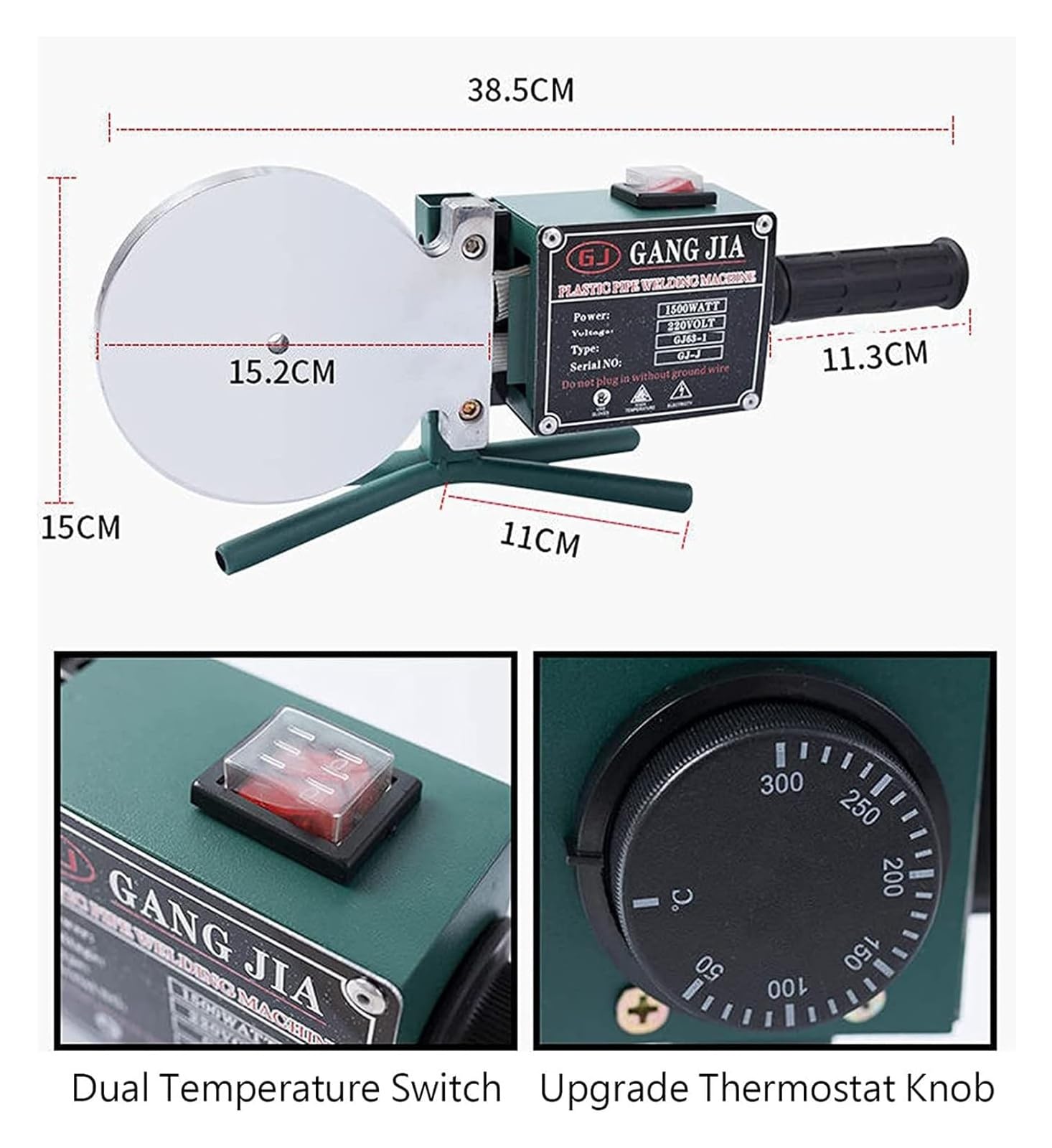 Saldatrice palmare per tubi, display digitale, 3 teste di matrice, scatola di ferro, forbici, per saldatura di tubi in PPR/PE/PP 75-110mm