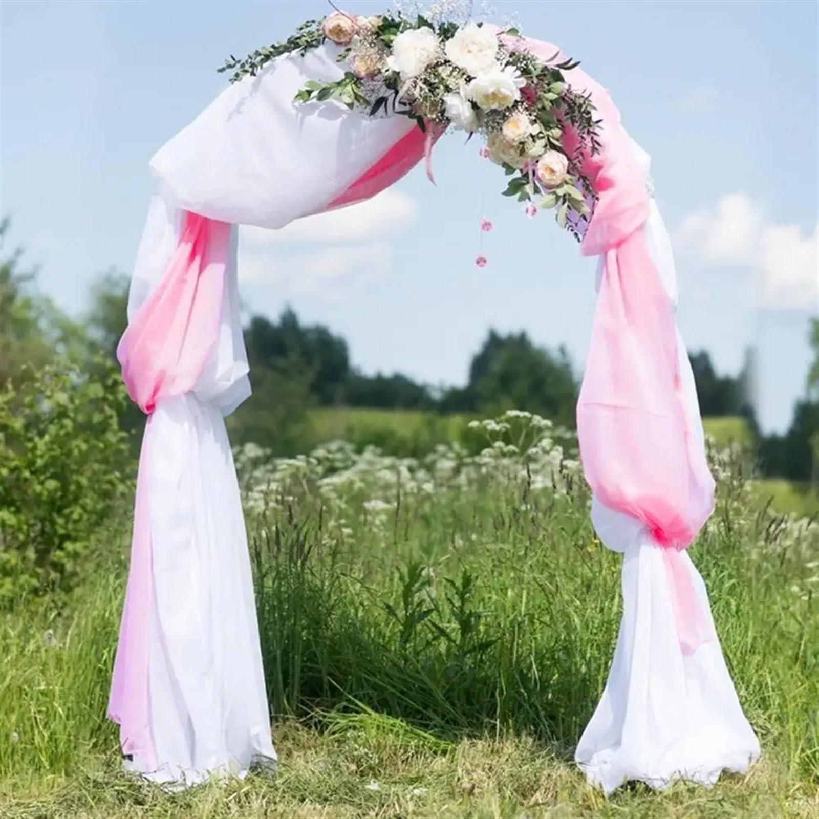 Rideaux D'Arche De Mariage Rideaux en mousseline de soie for arc de mariage, décorations de fond de photographie, décor de mariage, maison, jardin, fête d'anniversaire, décoration murale suspendue Pou