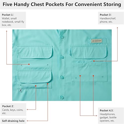 Miniatura 44 de BASSDASH UPF 50 Camisa de vestir para pesca de manga corta con botones para hombre, tejida, de manga corta, para exterior