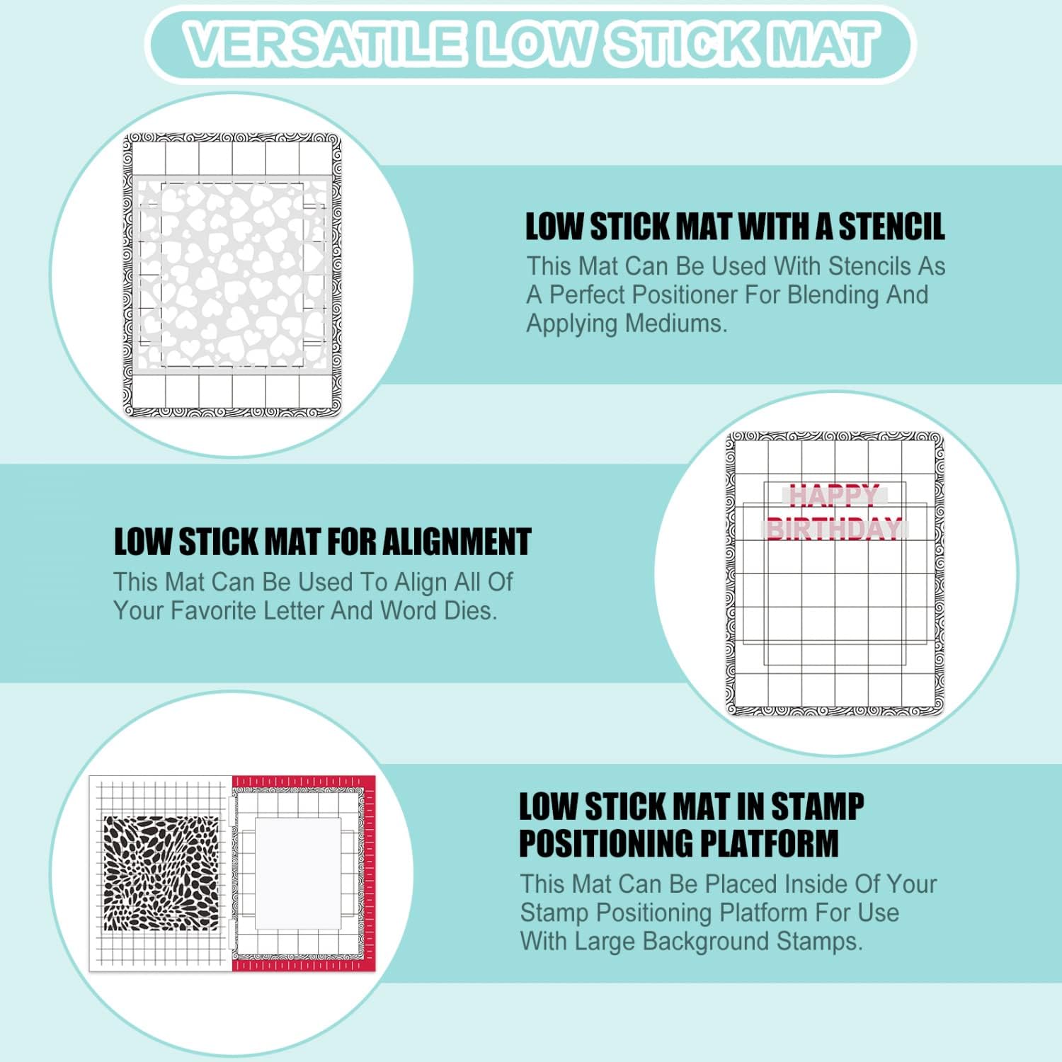 4Pcs/Set Stick and Stamp Mat and fixed Stamp Blending Template Multi Use Low Tack Mat for DIY Projects Paper Card Scrapbooking To Hold Project In Placeholding stencil in place while ink blending fixed
