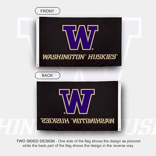 Miniatura 2 de Desert Cactus Bandera de la Universidad de Washington U of W UW Huskies Husky Banderas Banners 100% poliéster para interiores y exteriores 3 x 5