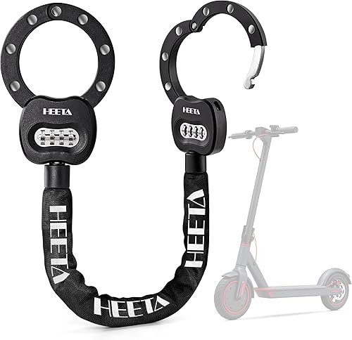 HEETA Candado de scooter eléctrico antirrobo, cerradura de cadena de bicicleta de combinación de 4 dígitos, accesorios de cable de bloqueo de