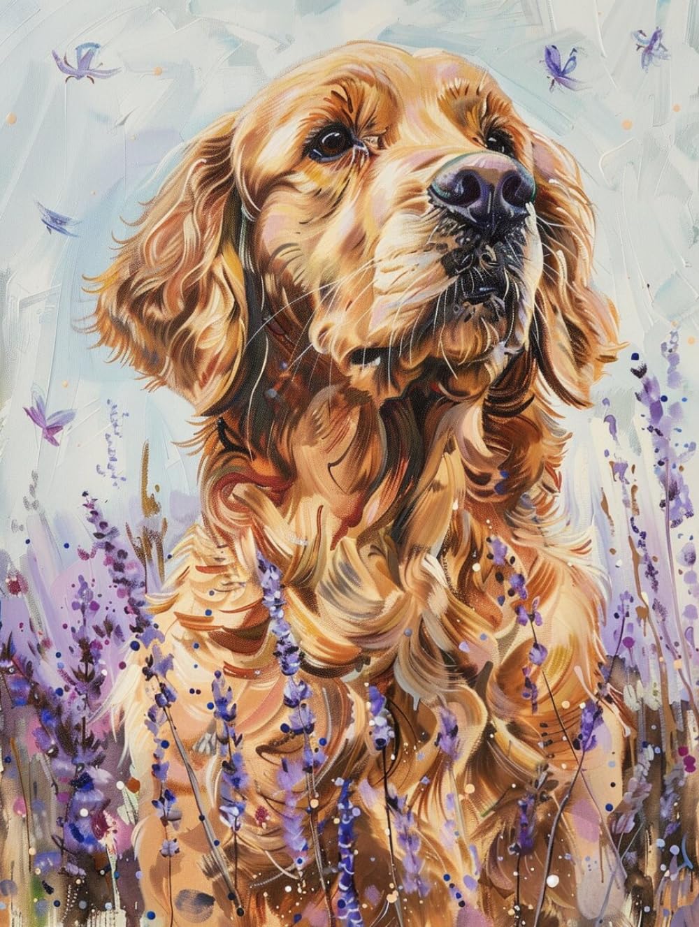 RKFLGEW 14CT Cross-Stitch Counted Kits Golden Retriever Animal Cross Stitching Kit Dog Portrait Cross Stitch Starter Kit for Adults DIY Needlepoint Kits Embroidery Patterns 30x40cm