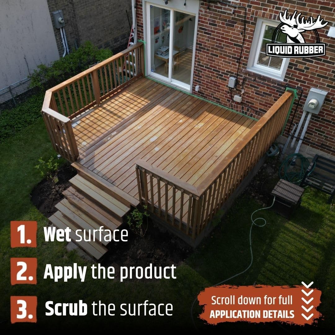 Liquid Rubber Deck and Patio Cleaner - Fast Acting Outdoor Surface Cleanser, 1 Gallon