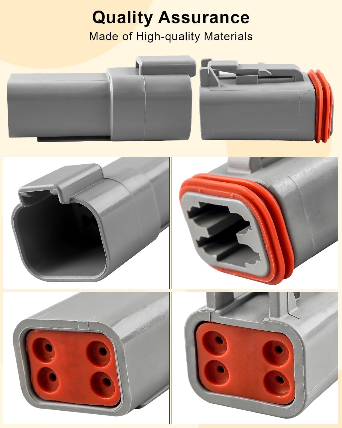 4-Pin Connector Fit for Automobiles Motorcycles Trucks Off-Road Vehicles | Wire Harness Plug with Terminal Sealing Plug, Replace DT06-4S DT04-4P, 3 Sets