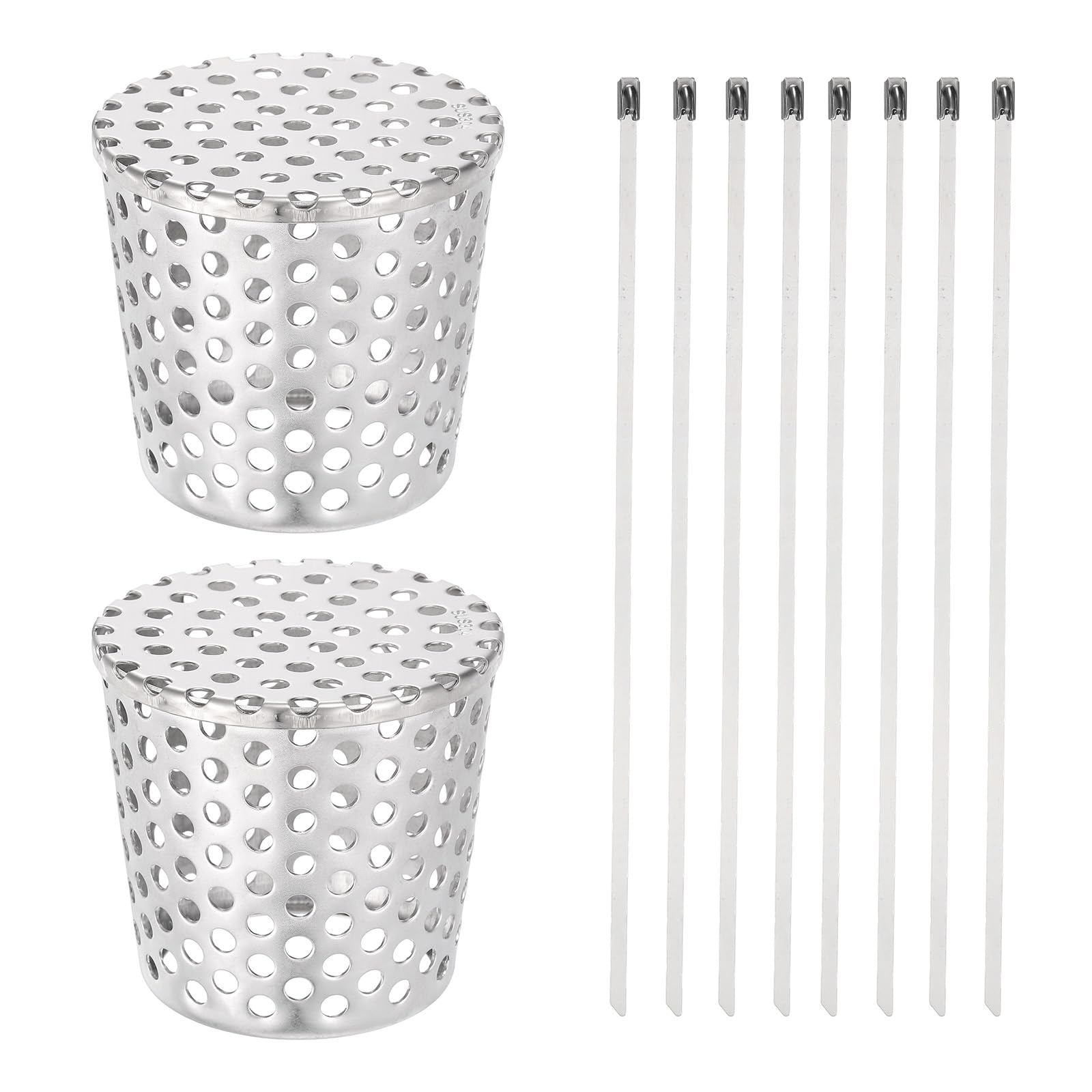 uxcell 2Pcs Gutter Downspout Guard Filter, 3 Inch Wide 304 Stainless Steel Gutter Downspout Mesh Screen with Cable Ties for Conical Exhaust Pipe Roof Vent Cover Strainer