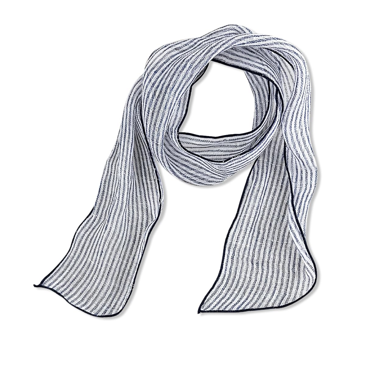 Lumisyne Unisex Blue Stripe Women Skinny Scarf Linen Scarves Colorful Stripe Plaid Pattern Vintage Literary Style Narrow Long Neckerchief Lightweight Thin Neck Scarf Tie Headdress Hair Band Handle Wrap Ribbon