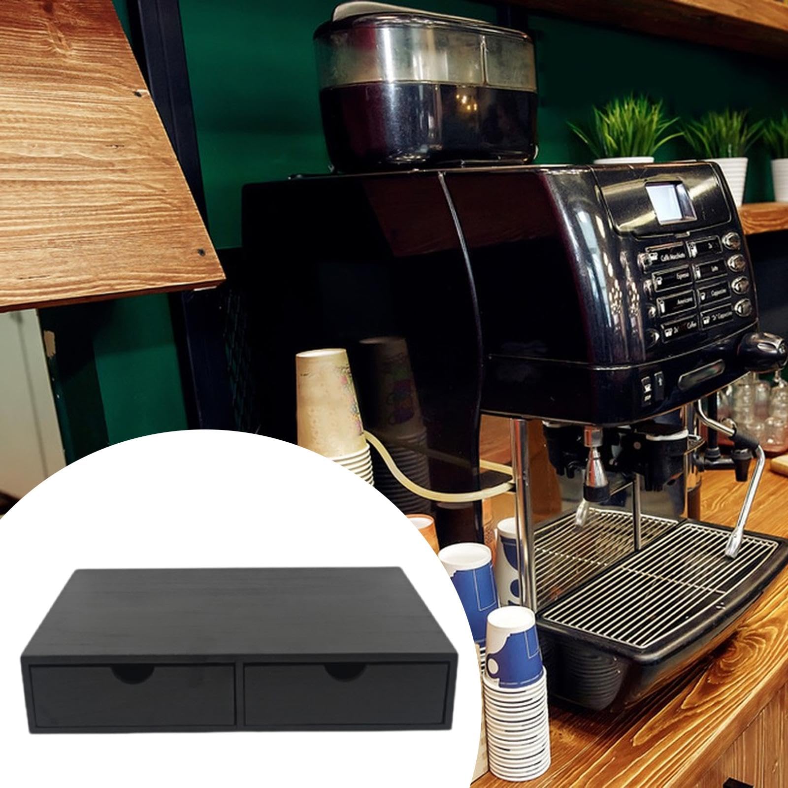 Multifunktionale Aufbewahrungsbox für Kaffeekapseln Aus Holz, Ideal Als Organizer für Kaffee Und Tee, Espresso Zubehör für Bar Und Zuhause, Schwarz
