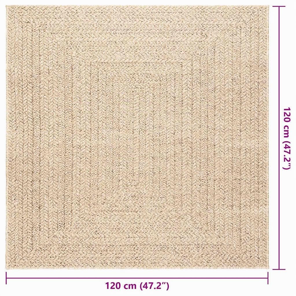 vidaXL Tapis ZIZUR Beige 120x120 cm Aspect de Jute intérieur extérieur