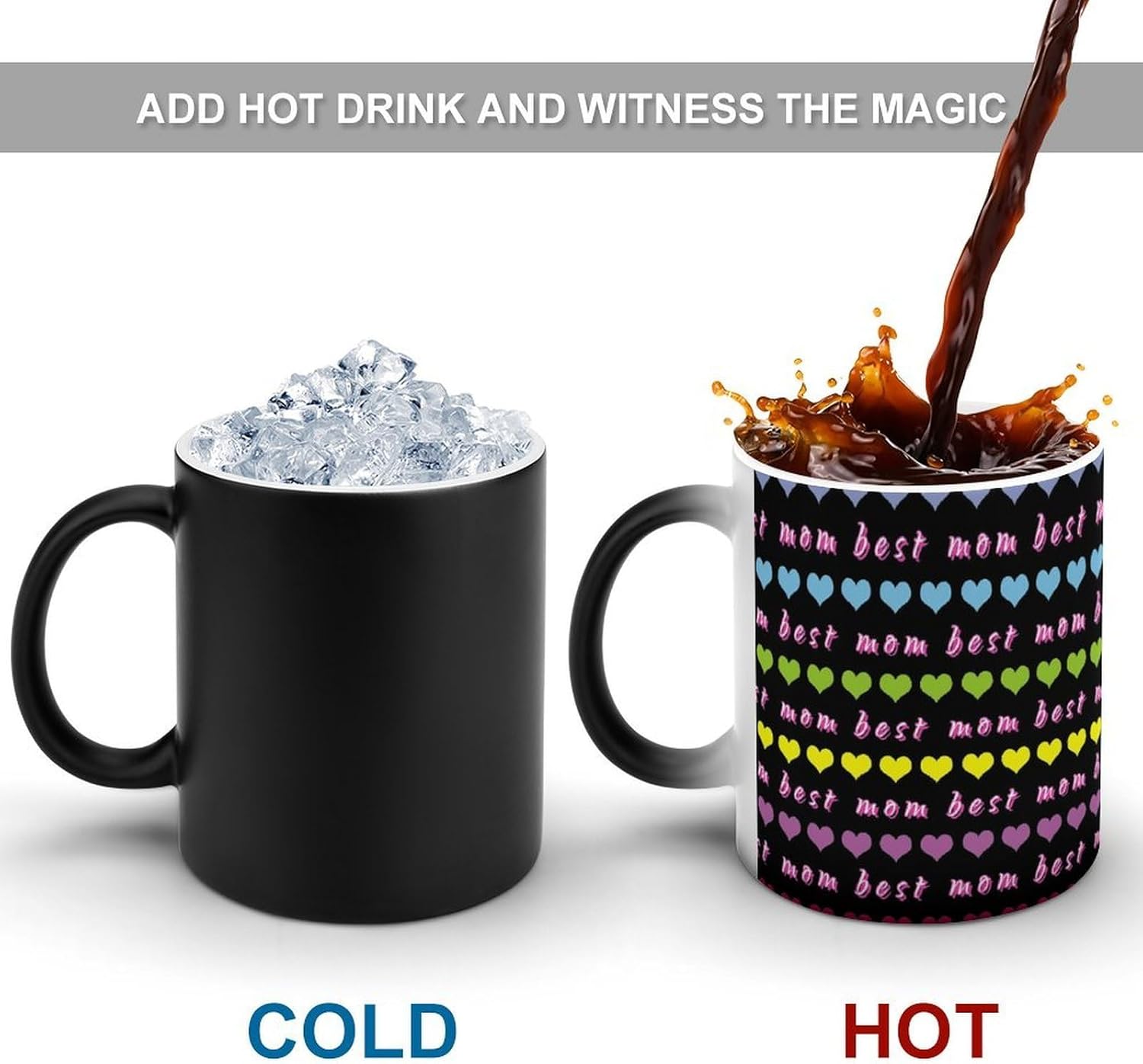 Love Best Mom Color Changing Mug Heated Ceramic Cup Heat Sensitive Coffee Mug Fun Gift