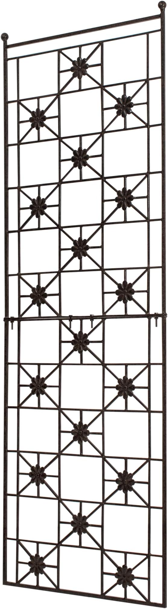 H Potter5.5 Foot Tall Garden Flower Trellis Wrought Iron Heavy Scroll Metal Decoration Lawn Patio and Wall Decor Screen for Rose Clematis Ivy Patio Deck Wall Art