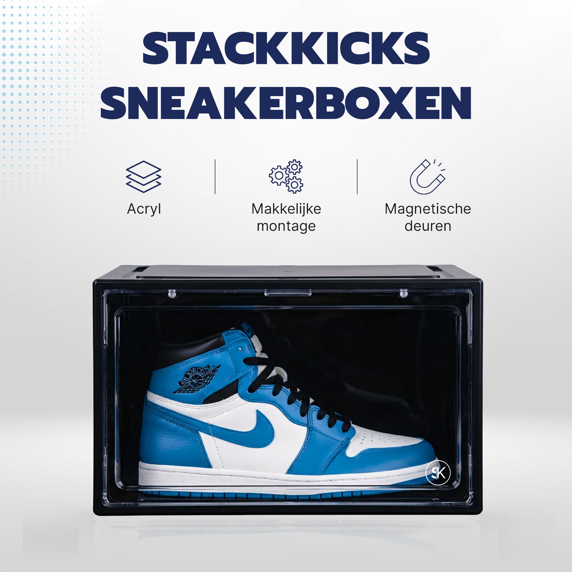 Schwarze Sneaker-Boxen - Transparente Schuhboxen - Acrylmaterial - Magnetverschluss - Bis Größe 48 - Stabil und stapelbar - 10 Stück