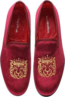 Men's Loafers Velvet Embroidery Slip on Penny Party Wedding Prom Shoes