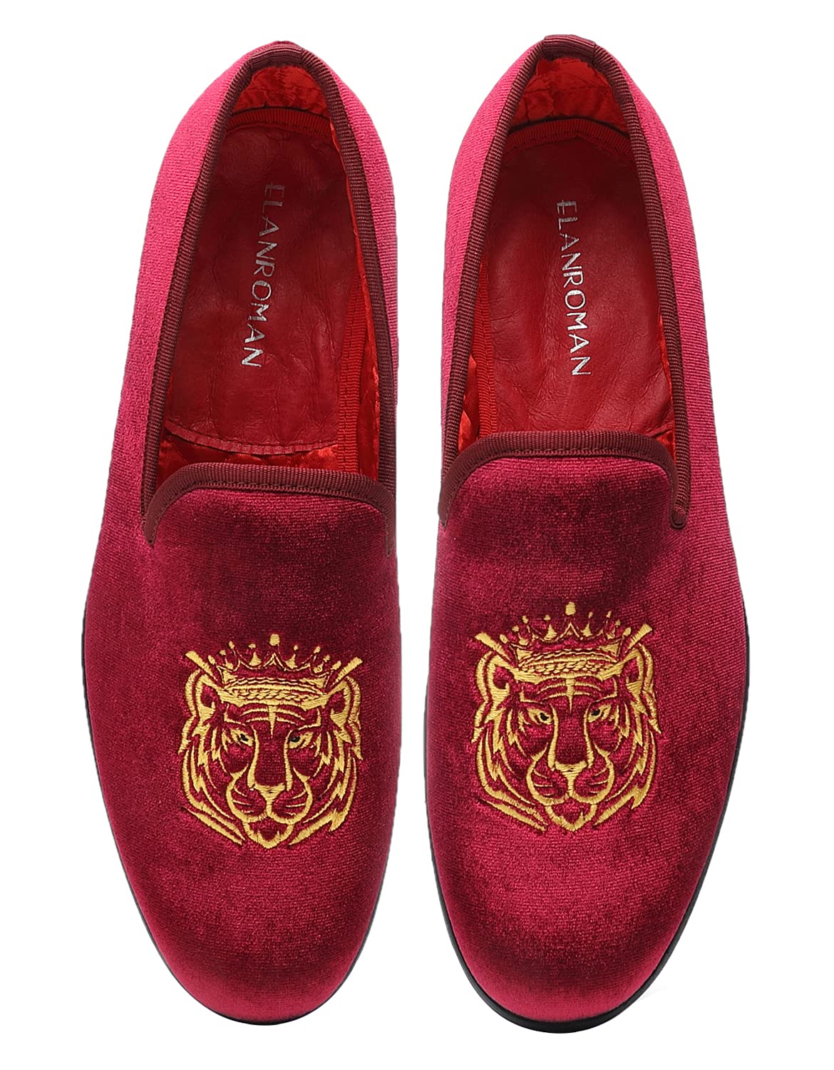 Men's Loafers Velvet Embroidery Slip on Penny Party Wedding Prom Shoes