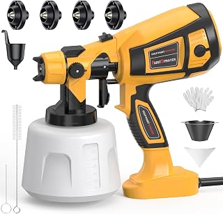 MirrorZone 1000W Electric Paint Sprayer Gun: 1400ML, 4 Nozzles, 3 Patterns, Adjustable Flow for Furniture, Cabinets & Home Painting