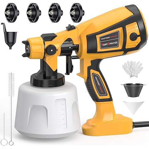 Paint Sprayer 1000W High Power Electric Spray Paint Gun with Adjustable Spray Width Knob,1400ML Container,4 Nozzles & 3 Patterns,Easy to Clean for Furniture Cabinets House Painting