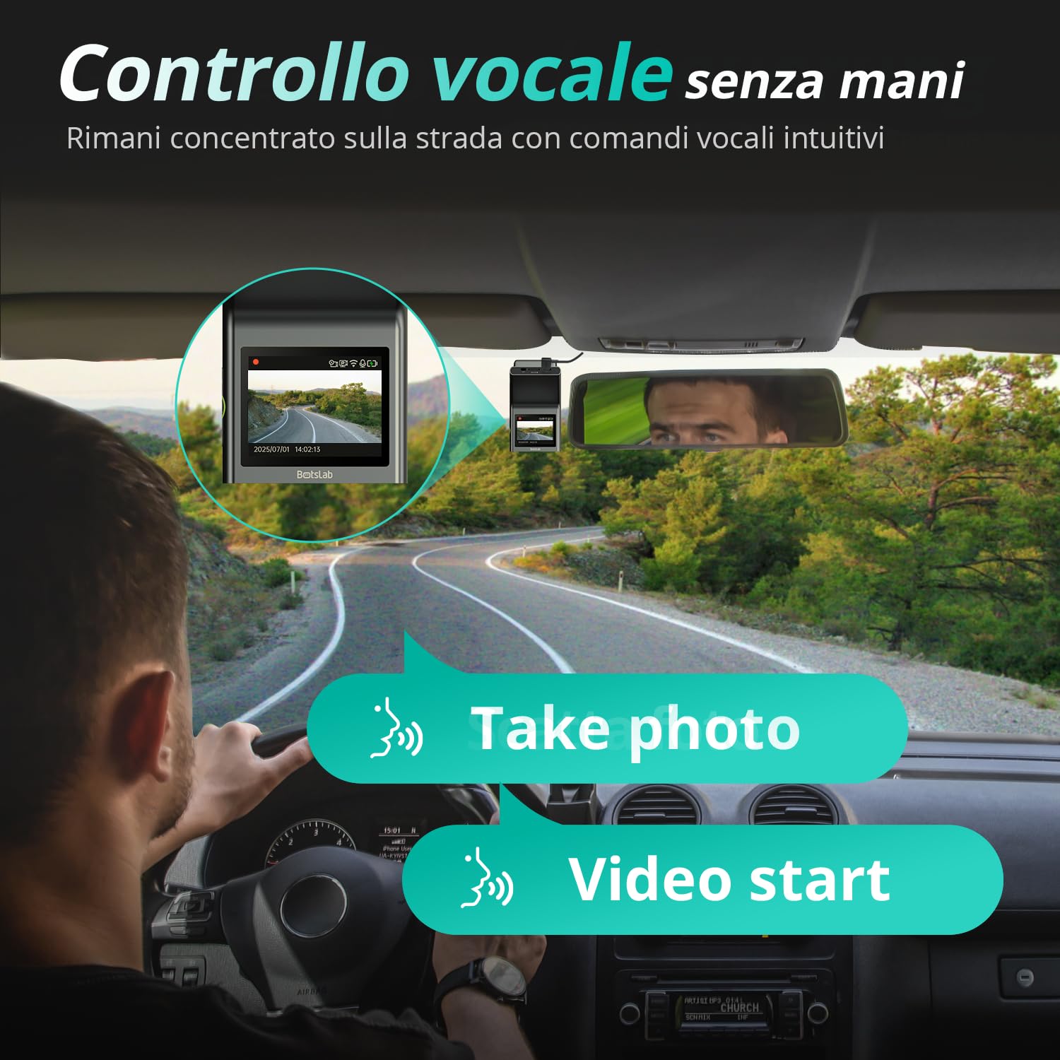 BOTSLAB Dash Cam 4K+1080PFronte Retro Dashcam con Scheda SD 64GB, Dashcam STARVIS 2,WiFi 5G,GPS,WDR Grandangolare a 170, Visione Notturna, WDR,Sensore G, Modalità Parcheggio 24H, Registrazione in Loop