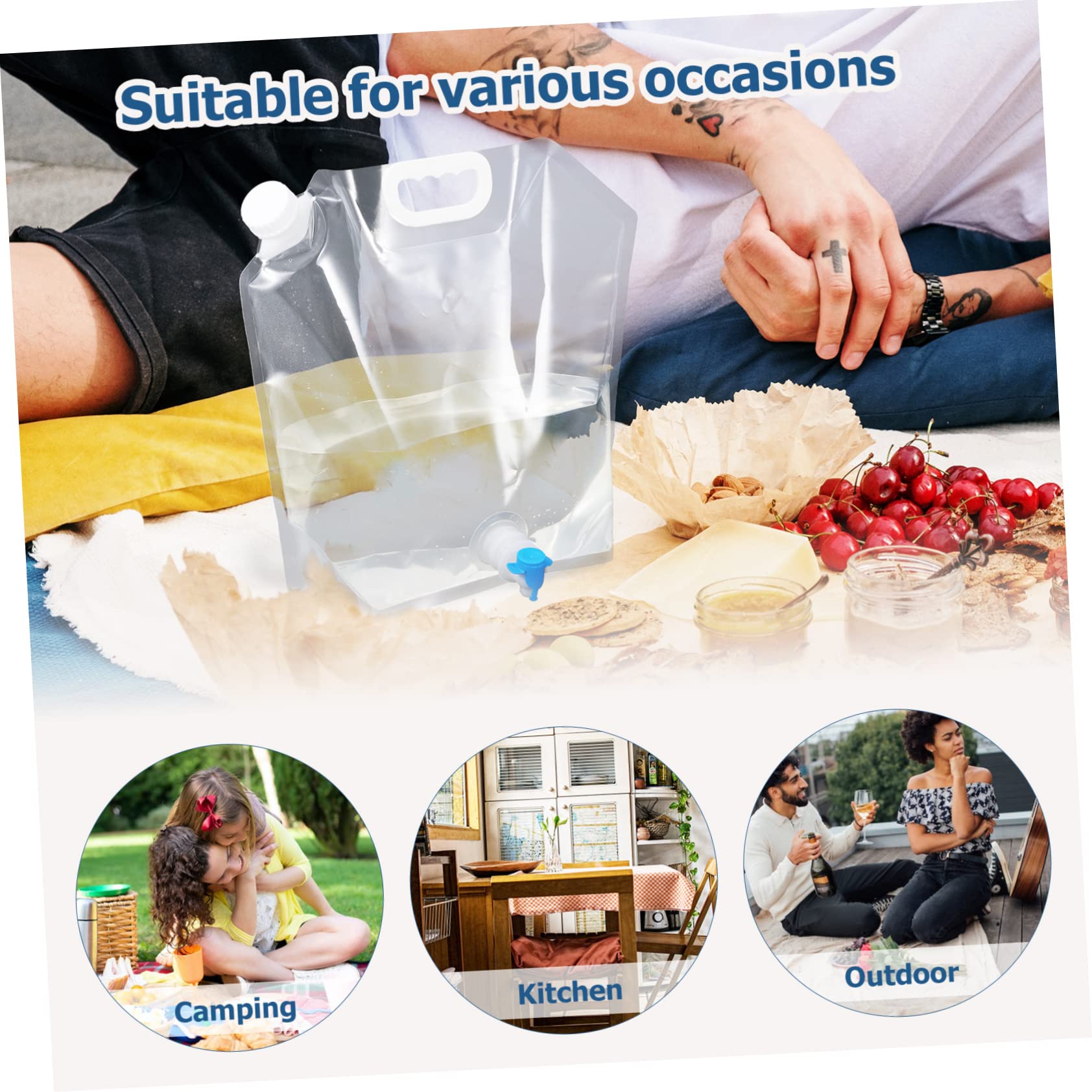 HANABASS Sommerstimmung 4 Stück Faltbare Wasserkrüge aus Pe 10l Camping Wasserbehälter mit Ausgießer und Tragbarem Griff für Outdoor und Notfalleinsatz