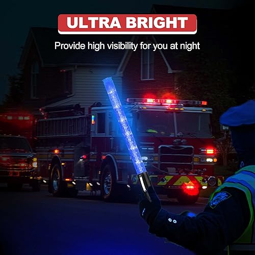Miniatura 2 de 4 piezas de varita de tráfico de señal de 21 pulgadas con 3 modos de parpadeo y 6 luces LED, bastón de seguridad de tráfico con clip lateral para