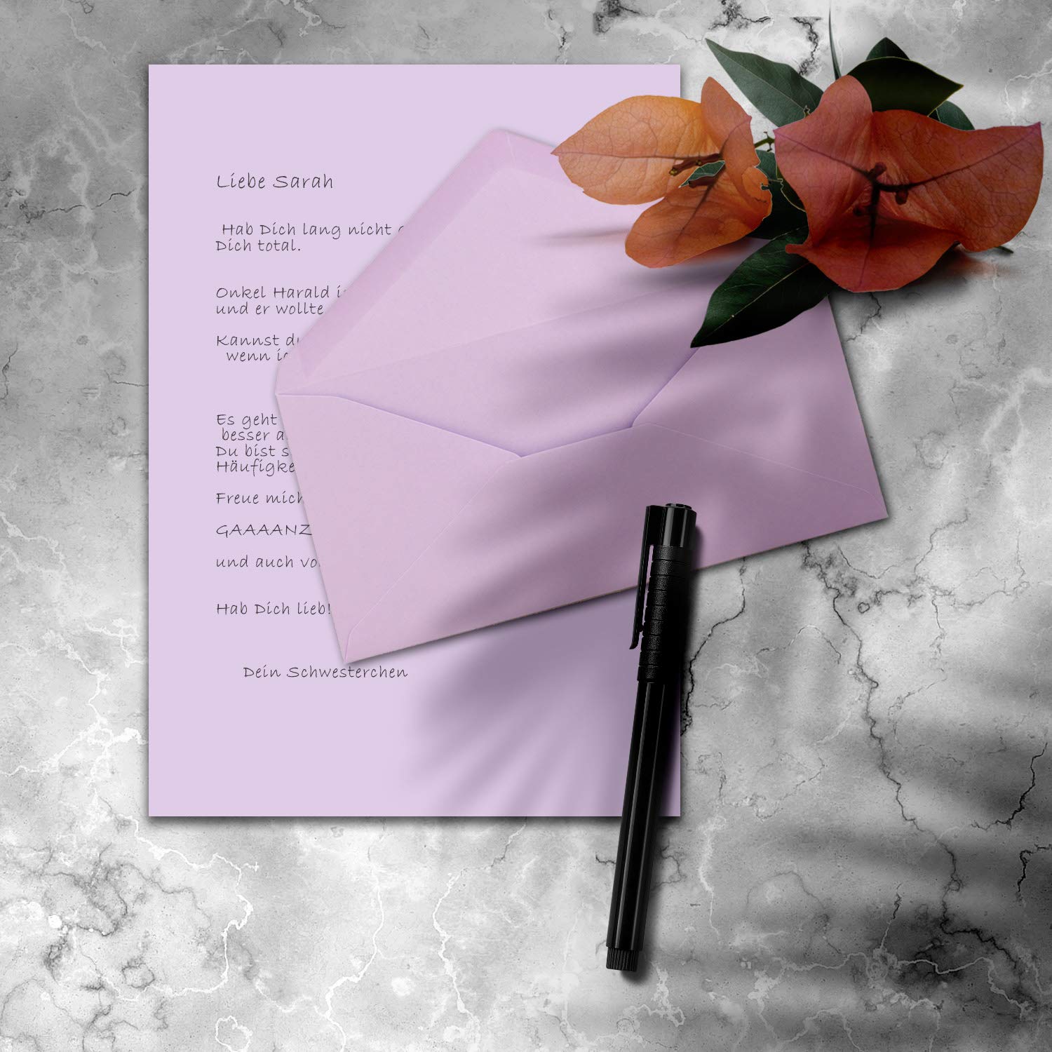 FarbenFroh by Gustav Neuser 25 x A4 Writing Paper Sets with DIN Long Envelopes, Wet Seal, Lilac, Matte Writing Paper with Envelopes - Image 2