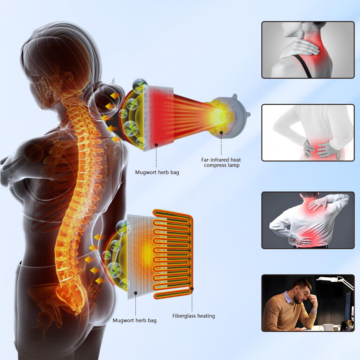 Tapis de massage 5 en 1 pour tout le corps avec fonction chauffante, 12 moteurs de vibration, coussin d'airbag lombaire réglable