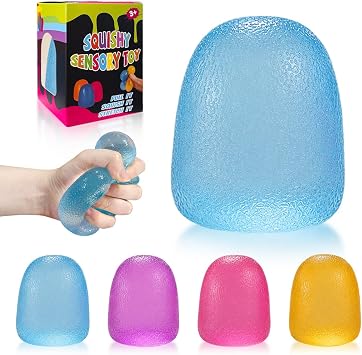 Gumdrop Squishy Squeeze Toys,Blue Sensory Fidget for Anxiety Relief | Non-Sticky Gumdrop Squishy Toys for Kid Adult with Autism,Durable No Odor Slow Rising Stress Ball,Easy to Clean with Water