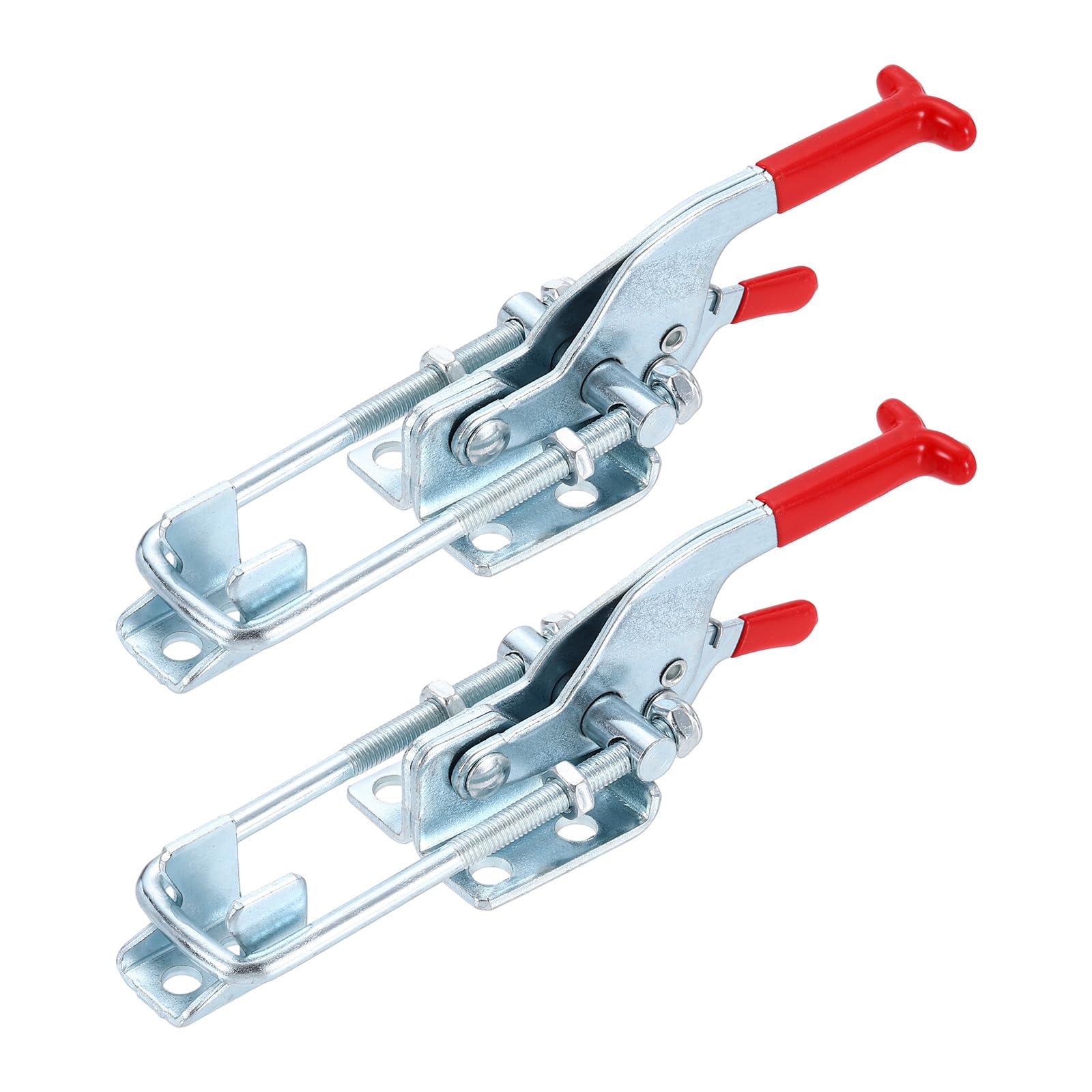 sourcing map 2pcs 431 Toggle Latch Clamp M6 x 46mm 772lbs Holding Capacity Adjustable Quick Release Pull Latches Galvanized Iron Hasp Clamps for Smoker Lid Jig Tool Box Case Door