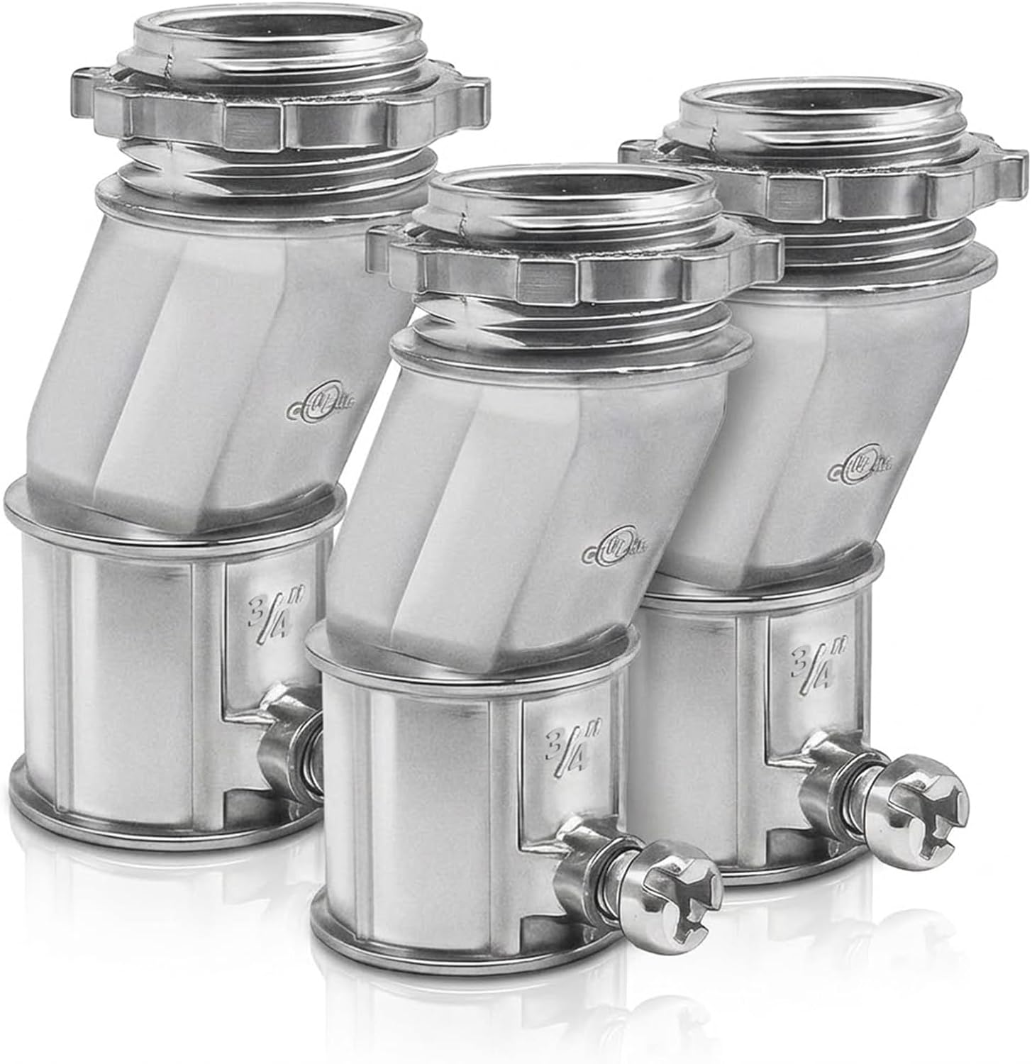 3 Pcs 3/4 Inch EMT Offset Connectors UL Listed, Heavy Duty Zinc Alloy Conduit Fittings with Set Screw & Locknut, Galvanized for Electrical Junction Box