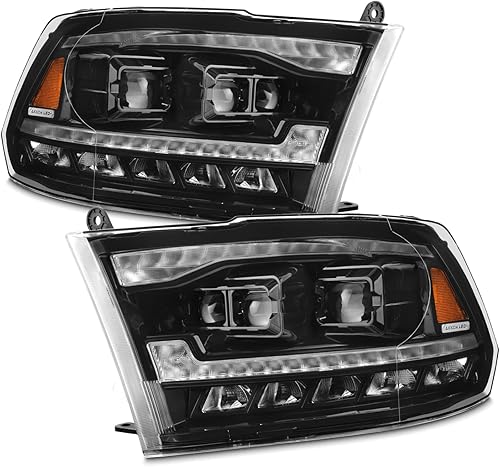 Miniatura 2 de AKKON - LED completo altobajo para Dodge Ram 1500 2500 3500 proyector triple negro con señal de giro secuencial