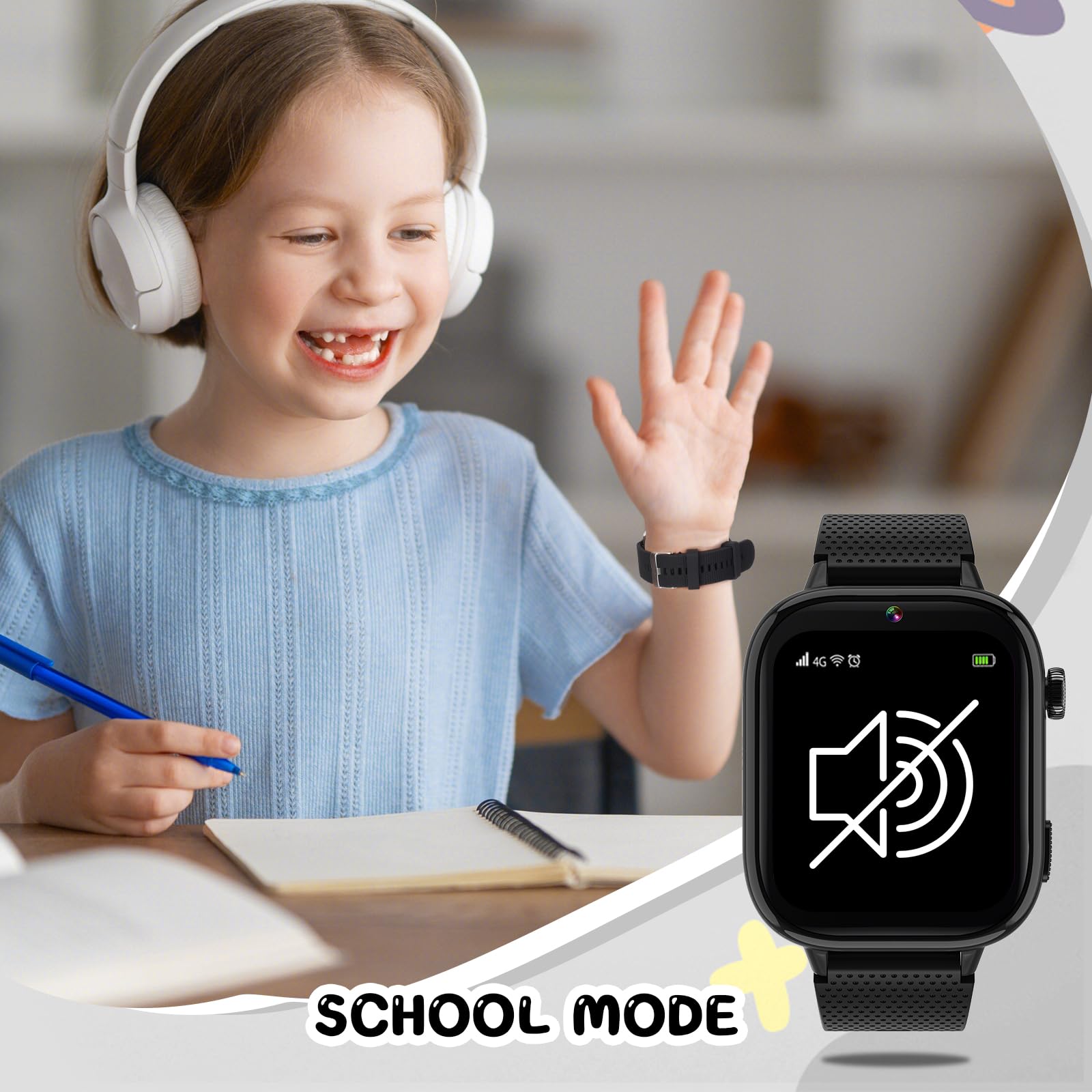Gps Horloge Kind OKYUK 4G Kindersmartwatch, Smartwatch Voor