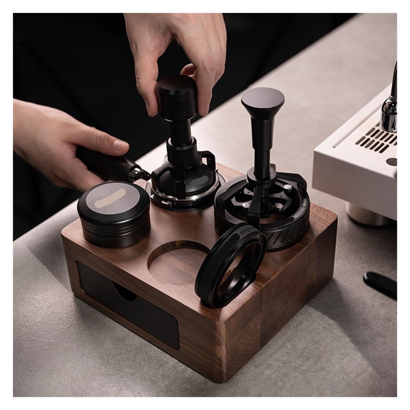 Stazione Di Pigiatura Del Caffè, Compatibile Con Feepie, Dispenser for Polvere Multifunzione In Noce 51-58 Mm Base for Riporre Utensili for Caffè Espresso Parti for Barista(58mm)