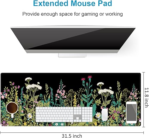 Miniatura 2 de iDonzon - Alfombrilla de escritorio extendida (31.5 x 11.8 pulgadas de grosor), suave y bonita, extra grande, XXL, impermeable, con base de goma