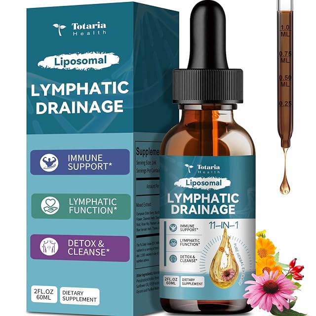 Liposomal Lymphatic Drainage Drops - 11 In 1 Organic Lymphatic Drainage Supplement with Burdock Root Echinacea Elderberry Calendula