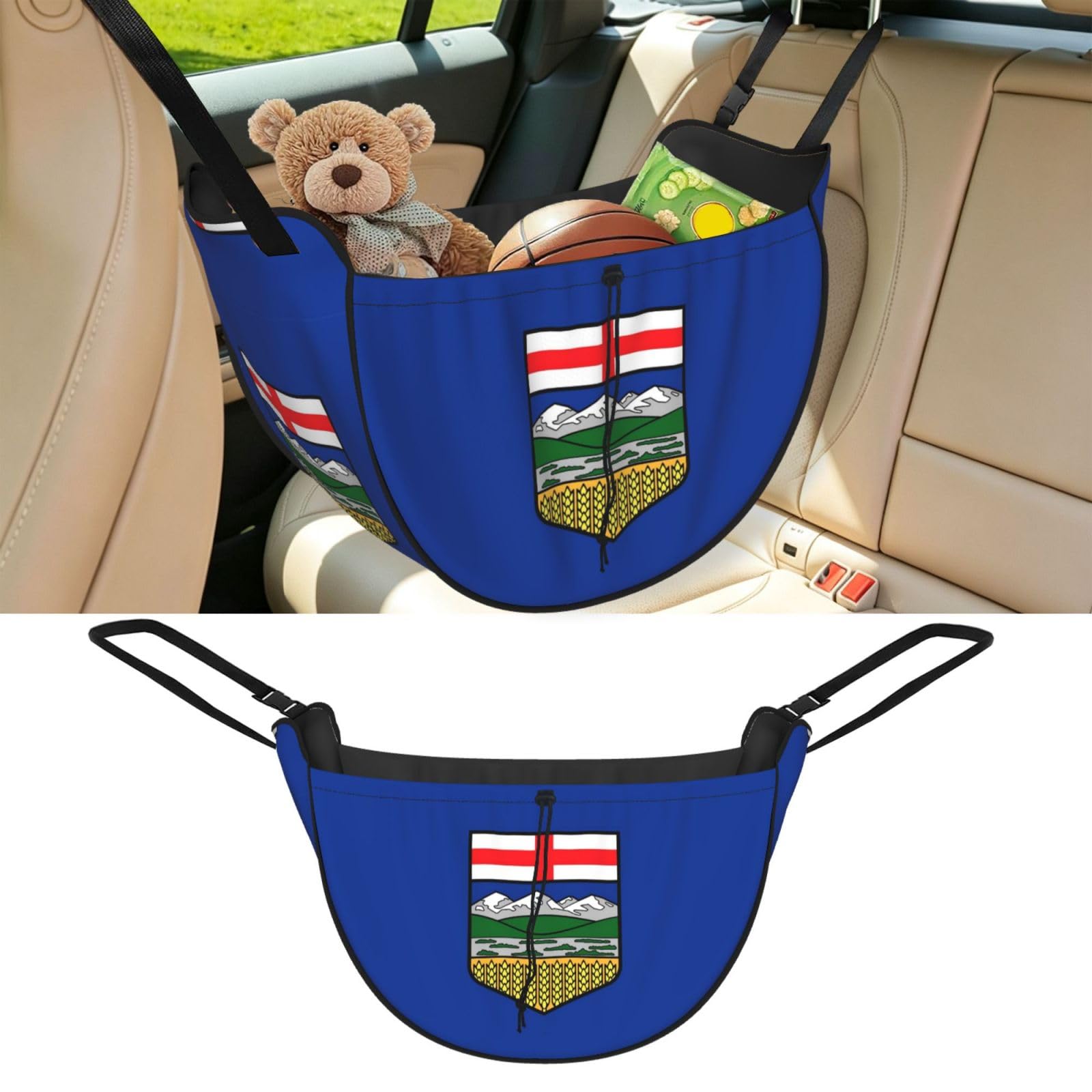 Cntdbu Black Flag Of Alberta Car Seat Organizer-Backseat Storage Bag For Travel