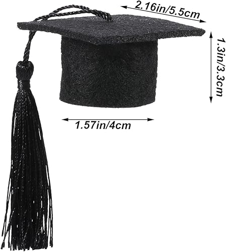 Miniatura 6 de Hicarer Paquete de 12 mini gorras de graduación 2024 con borlas, sombrero de graduación, decoración de botellas de vino para decoración de fiesta de