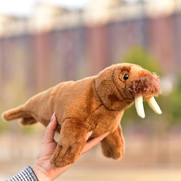 Simulated Walrus Plush Toy, Realistic Stuffed Animal Doll, Approximately 12.5 inches in Length