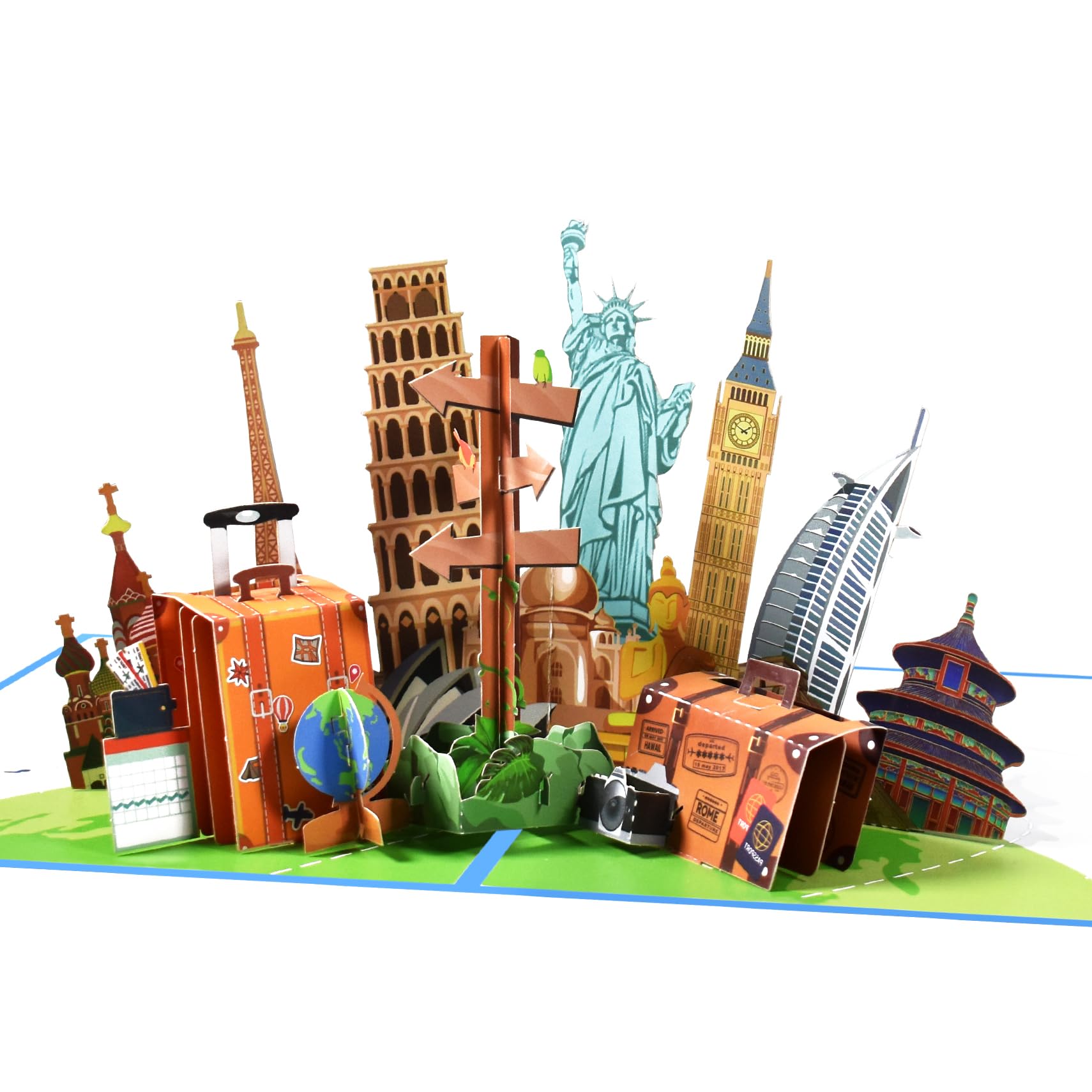 GREETING ART Pop-Up Karte Reise, 3D Grußkarte zum Urlaub, Geburtstag, Abschied oder für Urlaubsgeld,Geburtstagskarte,Renten Karte