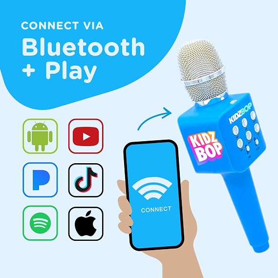 Move2Play, Kidz Bop Karaoke Microphone | The Hit Music Brand for Kids | Toy for Girls & Boys Ages 3, 4, 5, 6, 7, 8+ Years Old | Gift & Birthday Present (Blue)