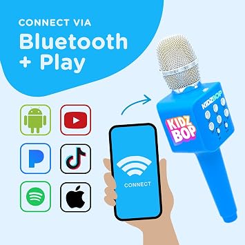 Move2Play, Kidz Bop Karaoke Microphone | The Hit Music Brand for Kids | Toy for Girls & Boys Ages 3, 4, 5, 6, 7, 8+ Years Old | Gift & Birthday Present (Blue)