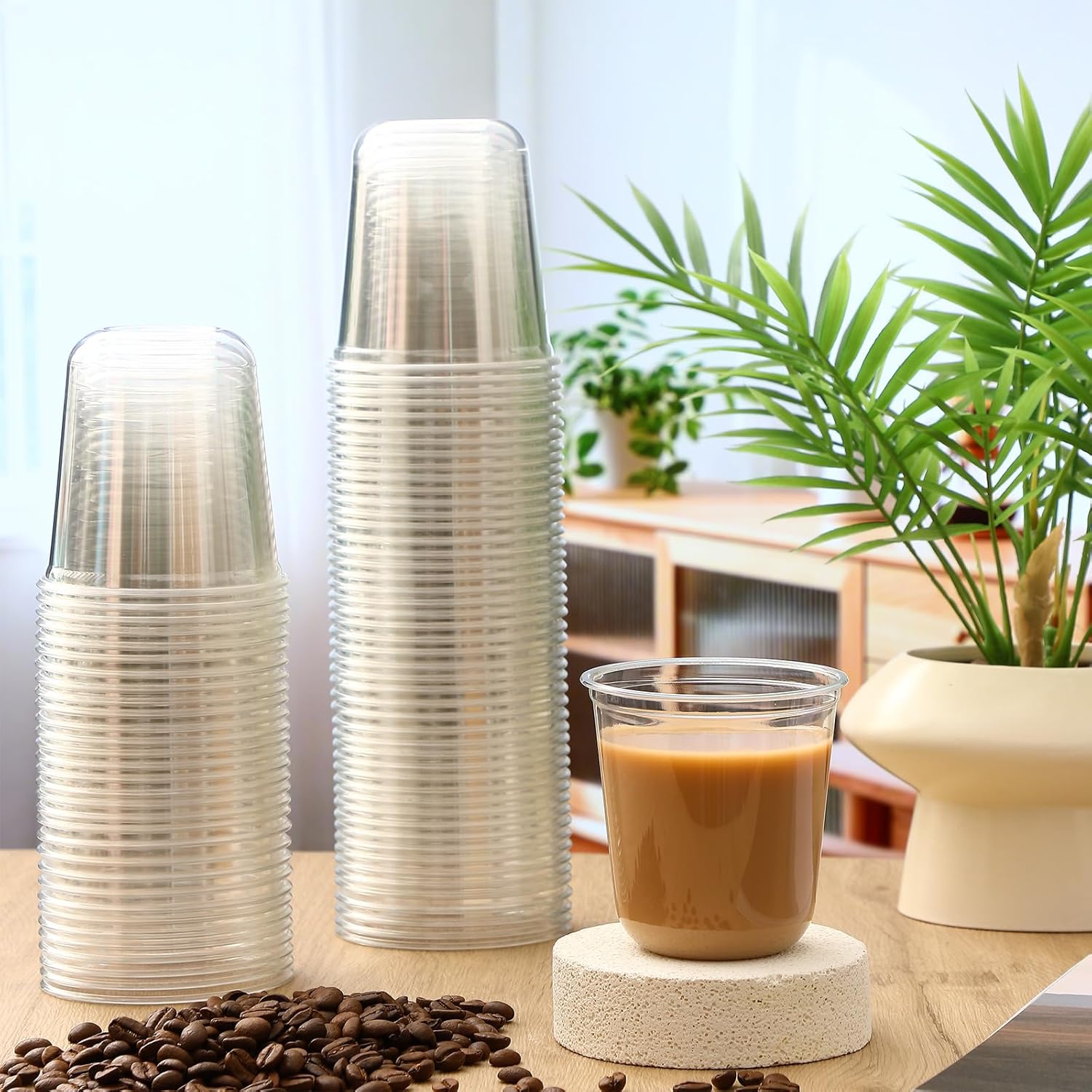 500 Pcs Disposable Stemless Glasses 12oz Crystal Plastic Wine Glasses Clear Classic Pet Cup for Meeting Weddings Birthdays Cocktail Christmas Party Supplies (Clear)