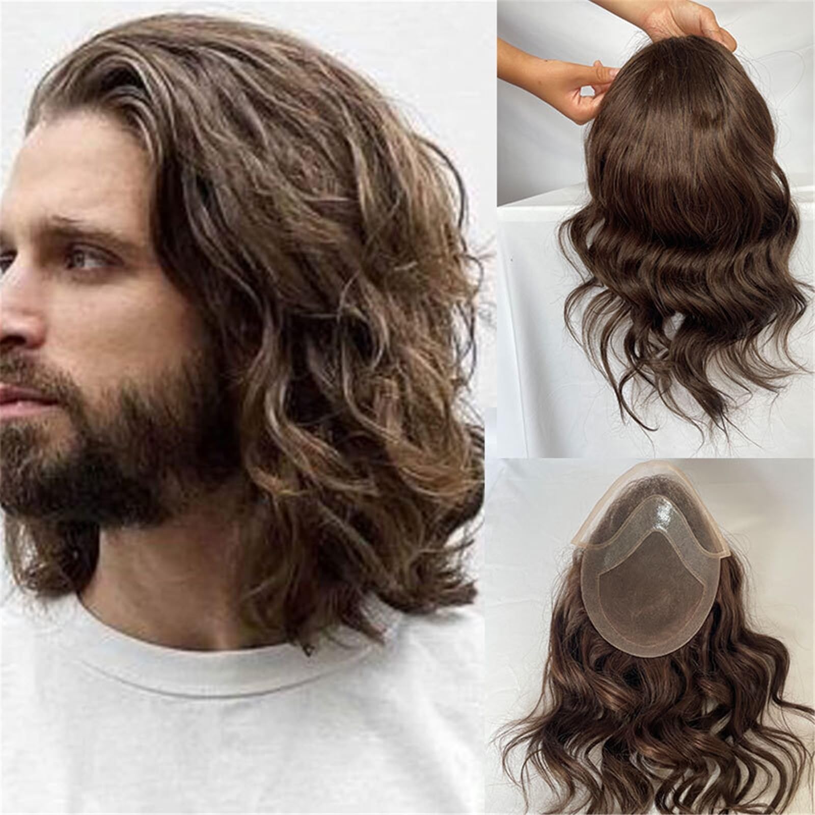 Peruka męska System wymiany kręconych włosów dla mężczyzn 12-calowy długi tupecik Fine Mono Lace Men Hairpiece Tupecik męski(3#)