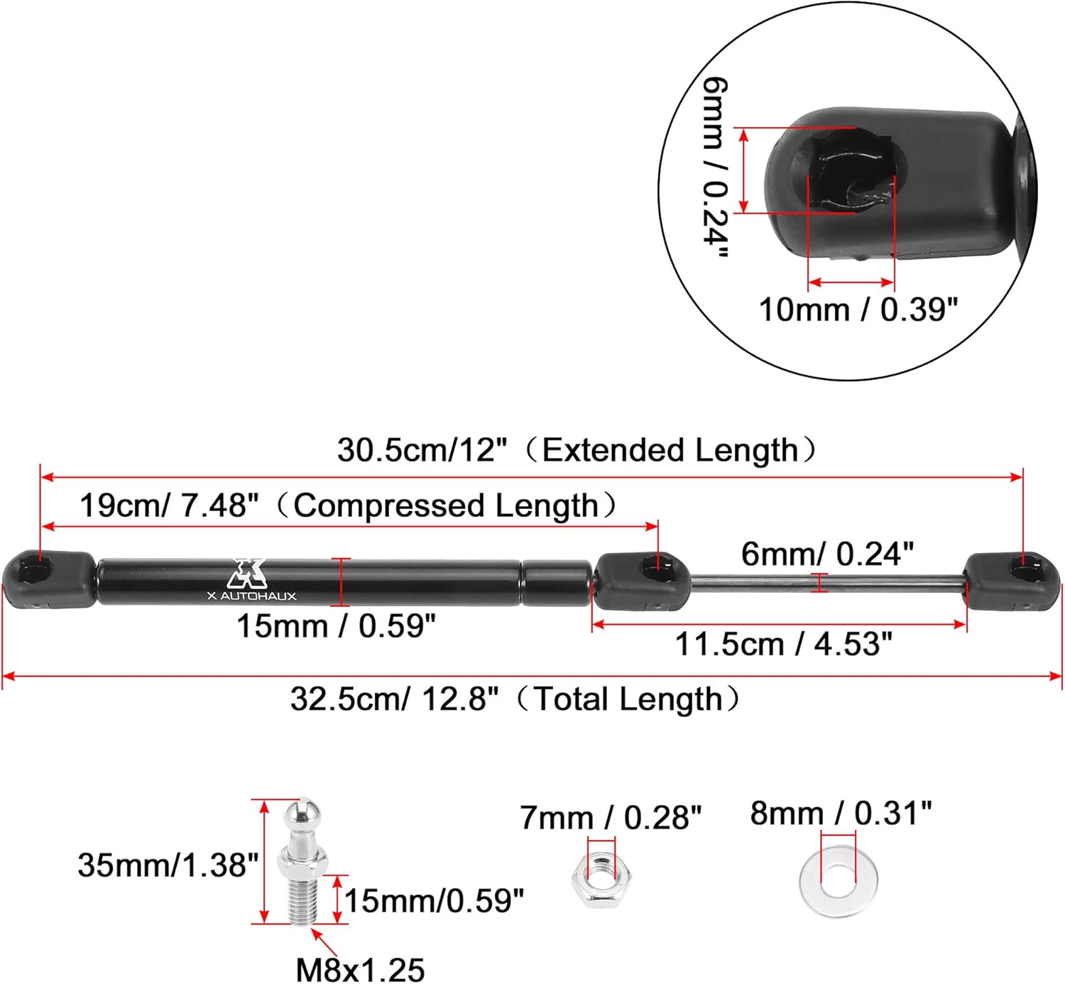 X AUTOHAUX 2pcs 12inch 40Lb Black Universal Gas Spring Shock Lift Supports Gas Struts for RV Car Boat