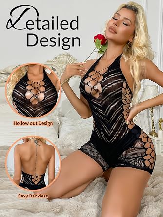 Buitifo Woman Bodysuit One Piece Babydoll Mesh Top Shirts Lingerie