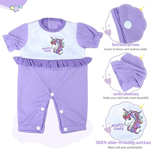 Miniatura 5 de BABESIDE 8 piezas de ropa de muñeca de bebé Reborn con moisés para muñecas de 17 a 22 pulgadas, ropa de muñeca de bebé, accesorios para muñecas