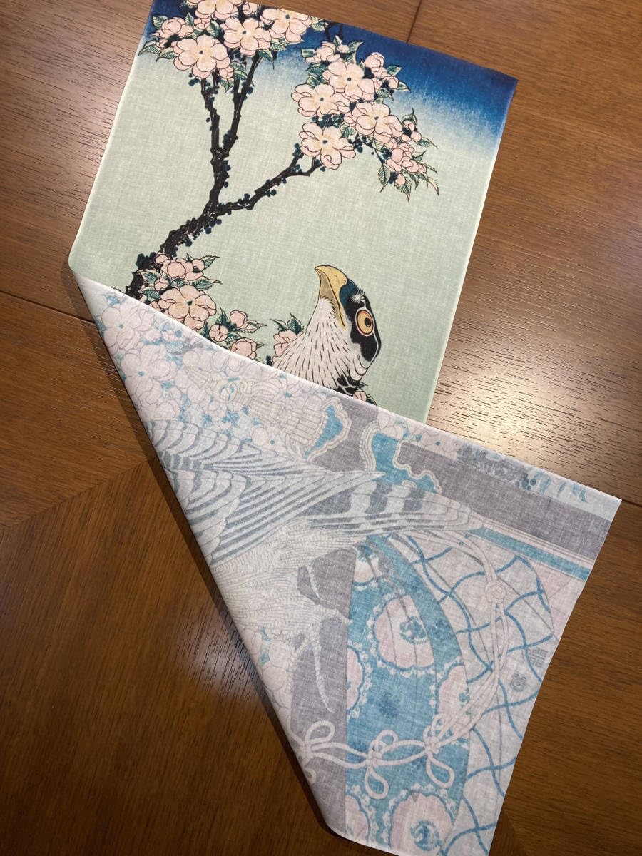 Amazon｜古今東西 浮世絵 手ぬぐい 桜花鷹 葛飾北斎｜手ぬぐい