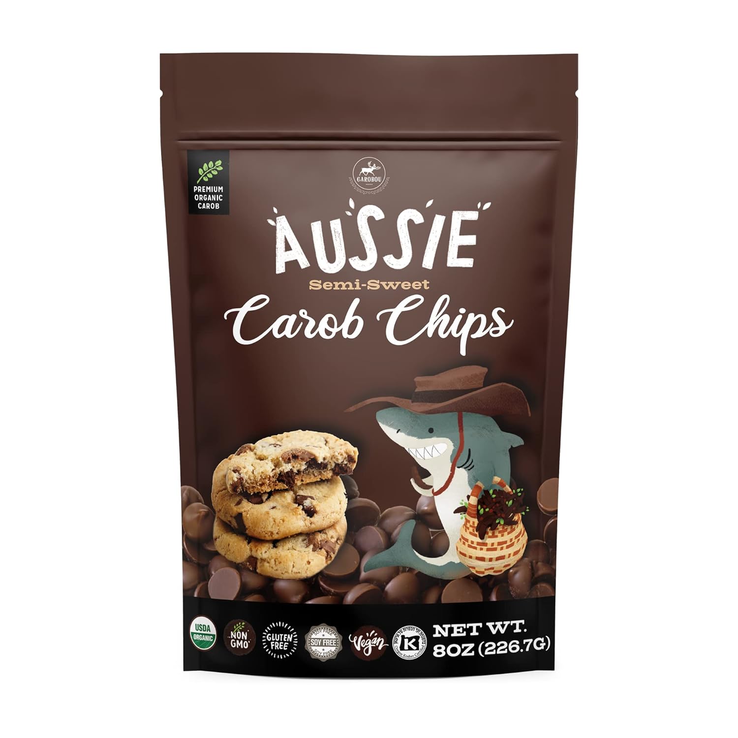 Aussie Organic Carob Chips 8 oz Carob Made w/Coconut