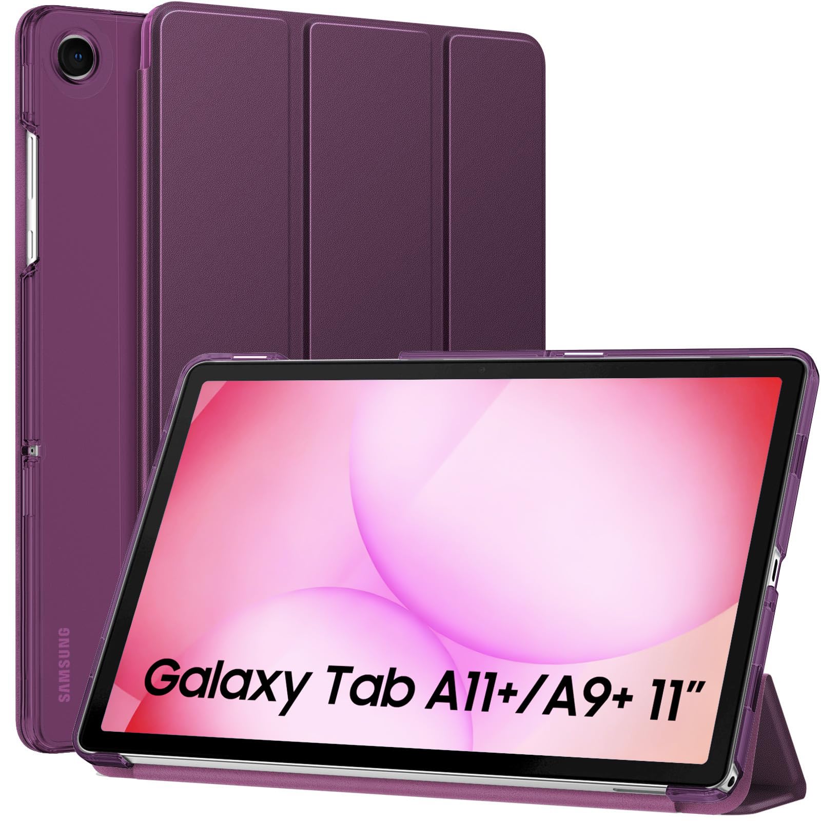 MoKo Slim Case for Samsung Galaxy Tab A11+ Plus/ A9+ Plus 11 Inch | Smart Stand Hard PC Translucent Back Shell Cover for Galaxy Tab A11+/A9+ Tablet, Auto Sleep/Wake, Dark Purple
