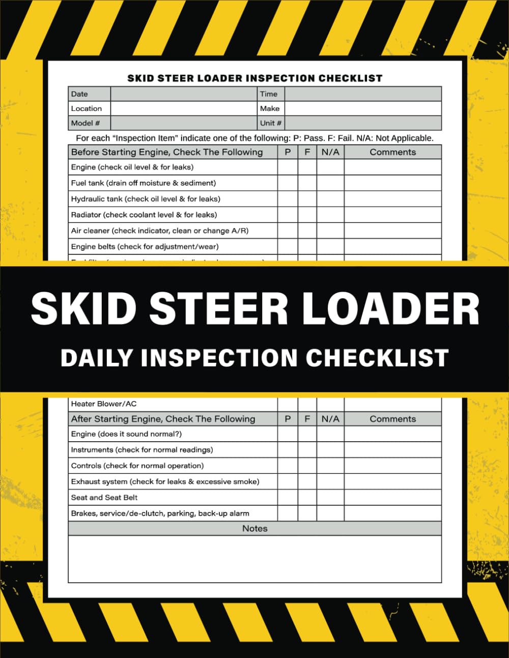 Skid Steer Loader Daily Inspection Checklist: Daily Inspection Report ...